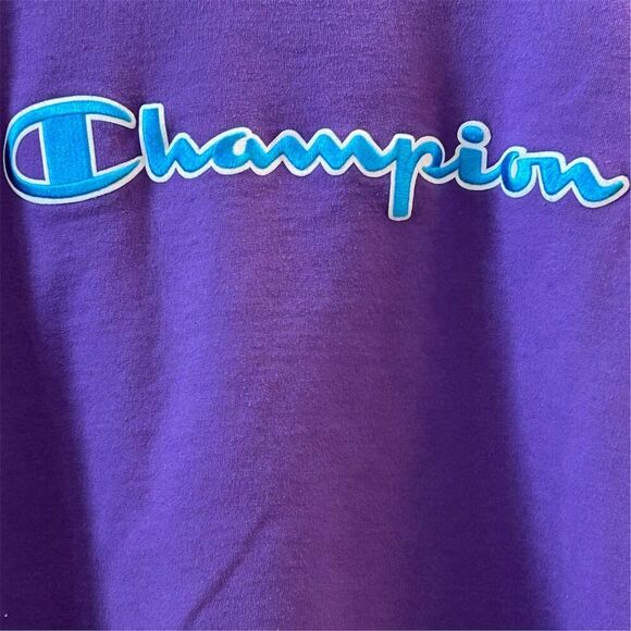 Champion Women's Large Purple Crewneck Sweatshirt Spell Out Logo - Picture 3 of 16